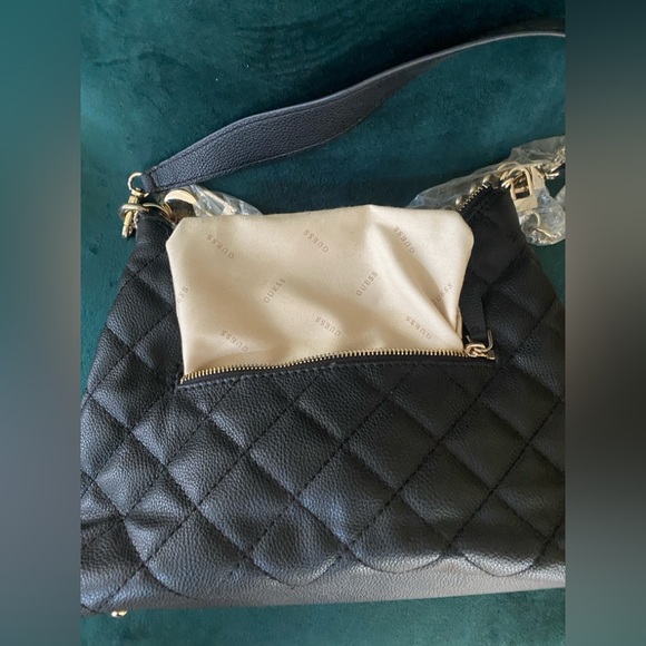G by Guess Quilted Black Shoulder Bag with Gold Details - Picture 3 of 16